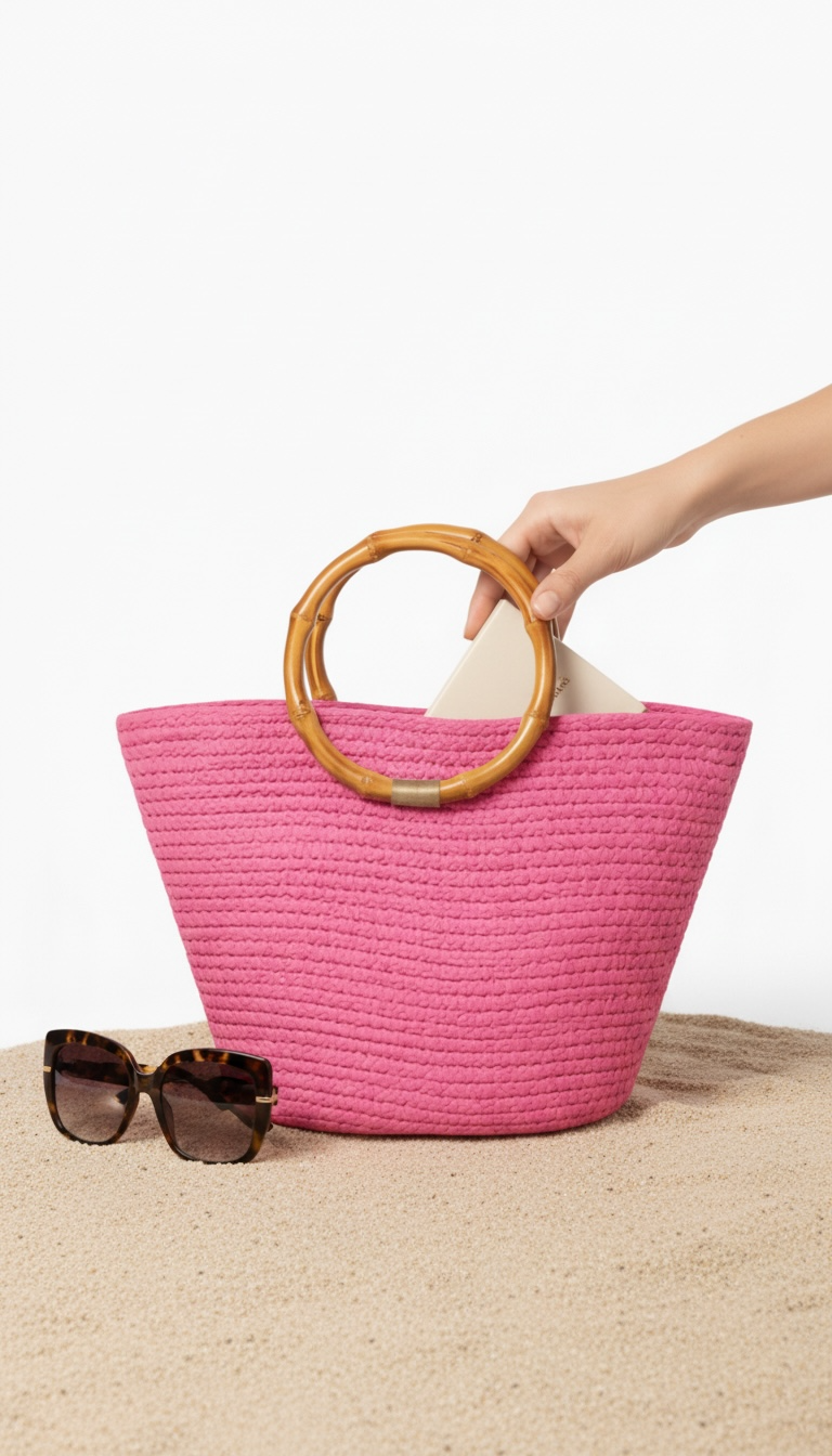 Intertwine Palm Handbag-Barbie Pink